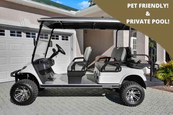 Golf cart, private pool & pet friendly